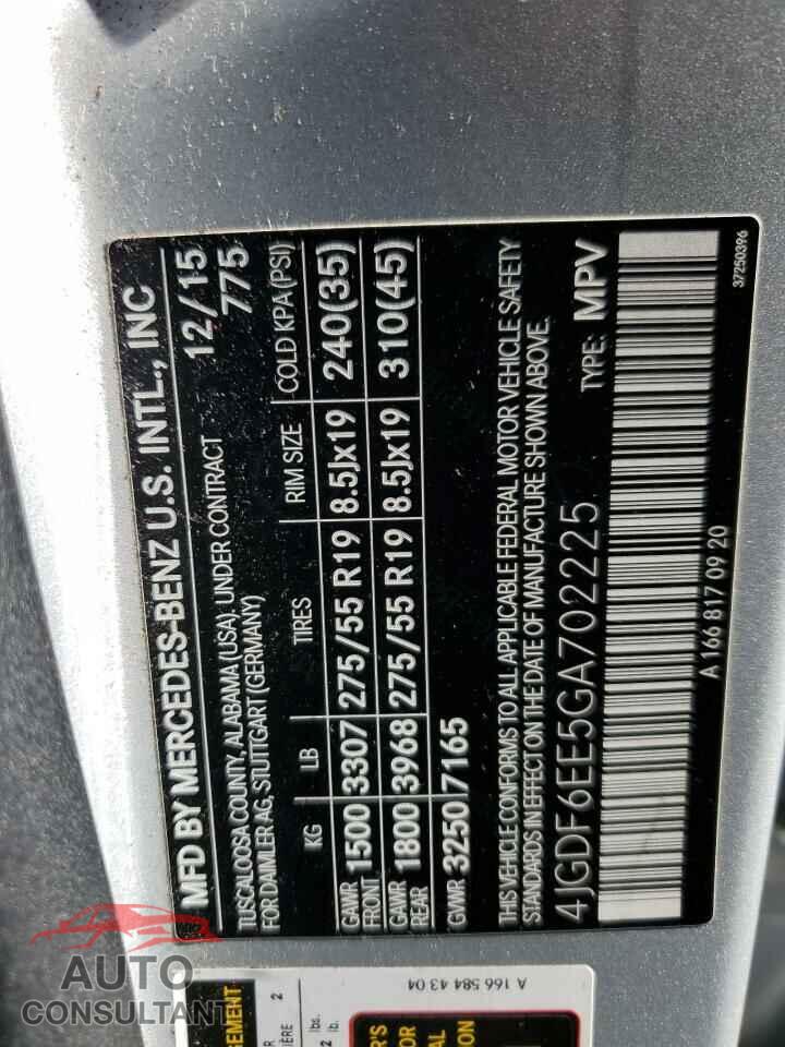 MERCEDES-BENZ GL-CLASS 2016 - 4JGDF6EE5GA702225