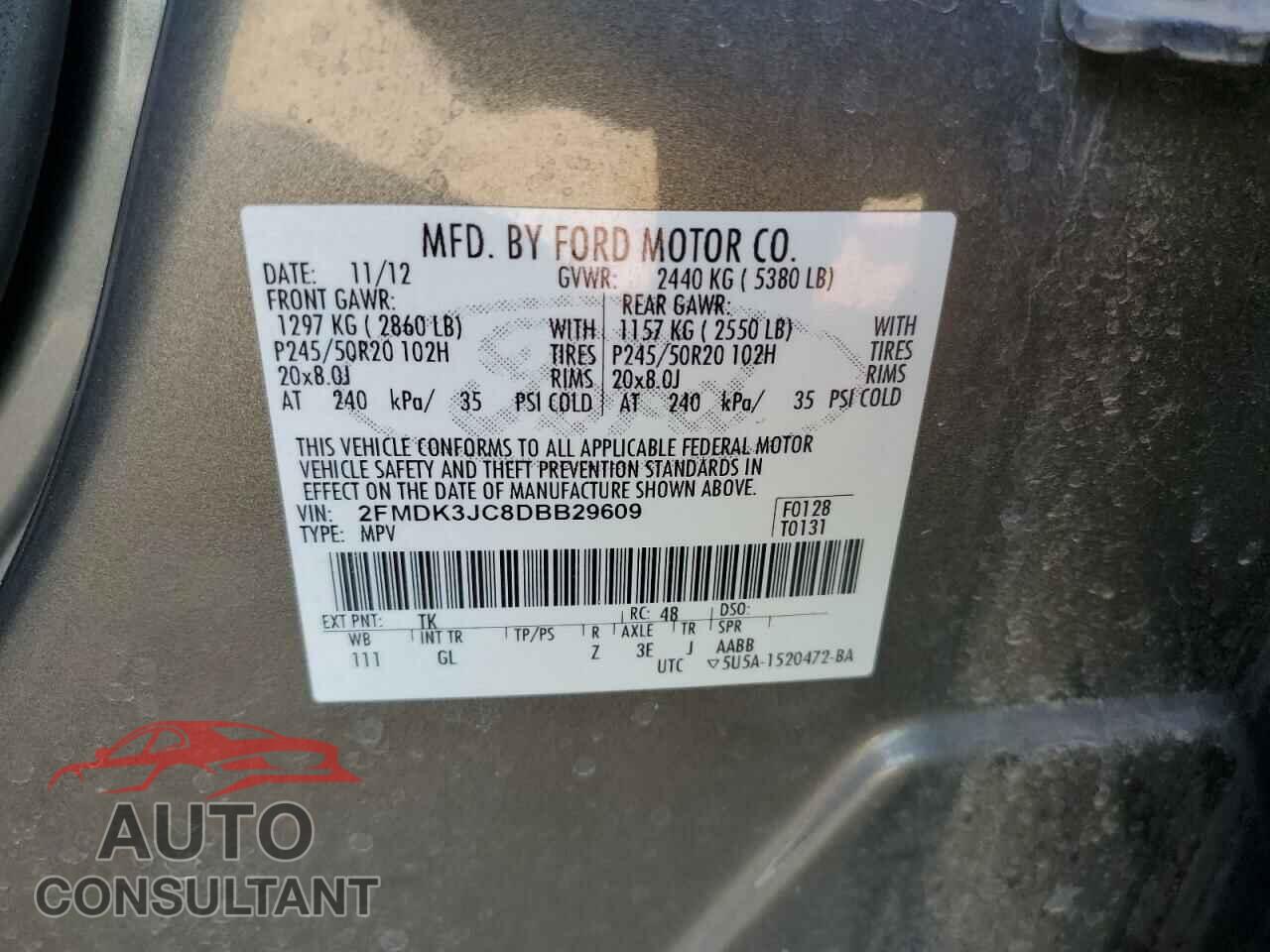 FORD EDGE 2013 - 2FMDK3JC8DBB29609