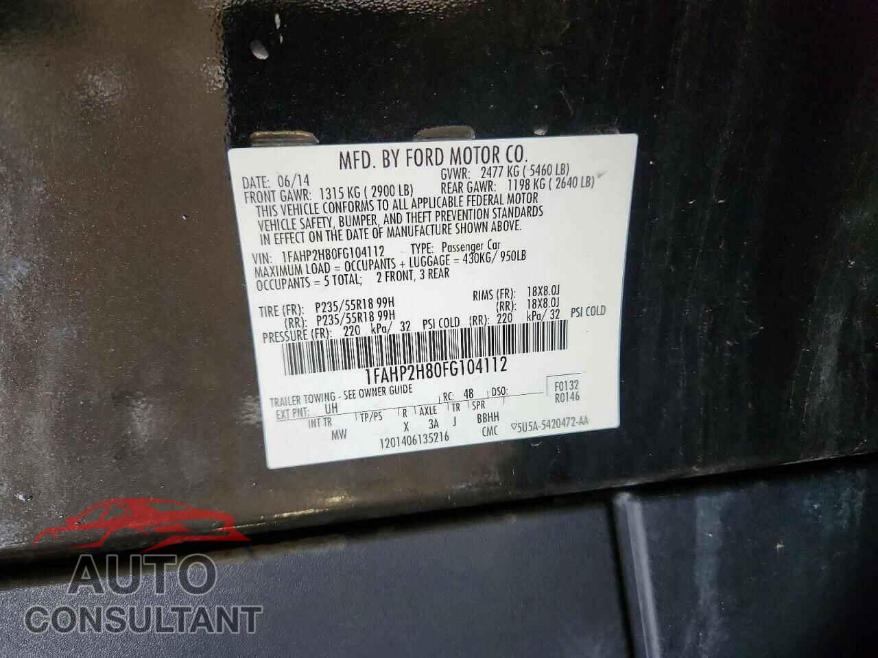 FORD TAURUS 2015 - 1FAHP2H80FG104112