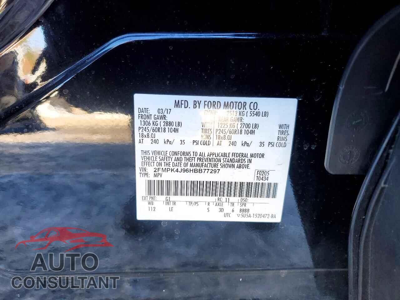 FORD EDGE 2017 - 2FMPK4J96HBB77297