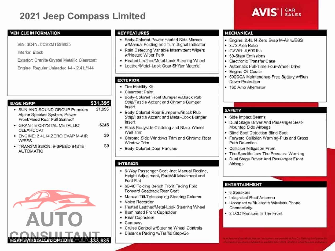 JEEP COMPASS 2021 - 3C4NJDCB2MT598835