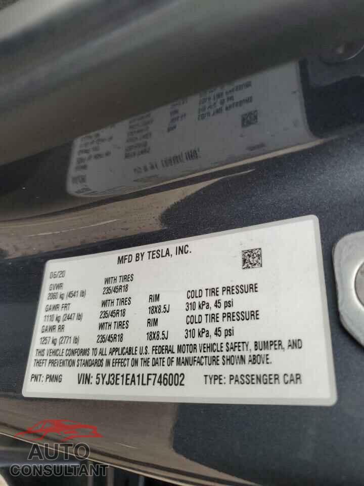 TESLA MODEL 3 2020 - 5YJ3E1EA1LF746002