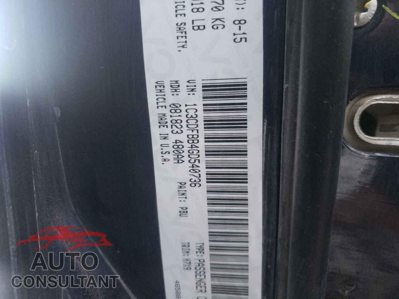 DODGE DART 2016 - 1C3CDFBB4GD540736
