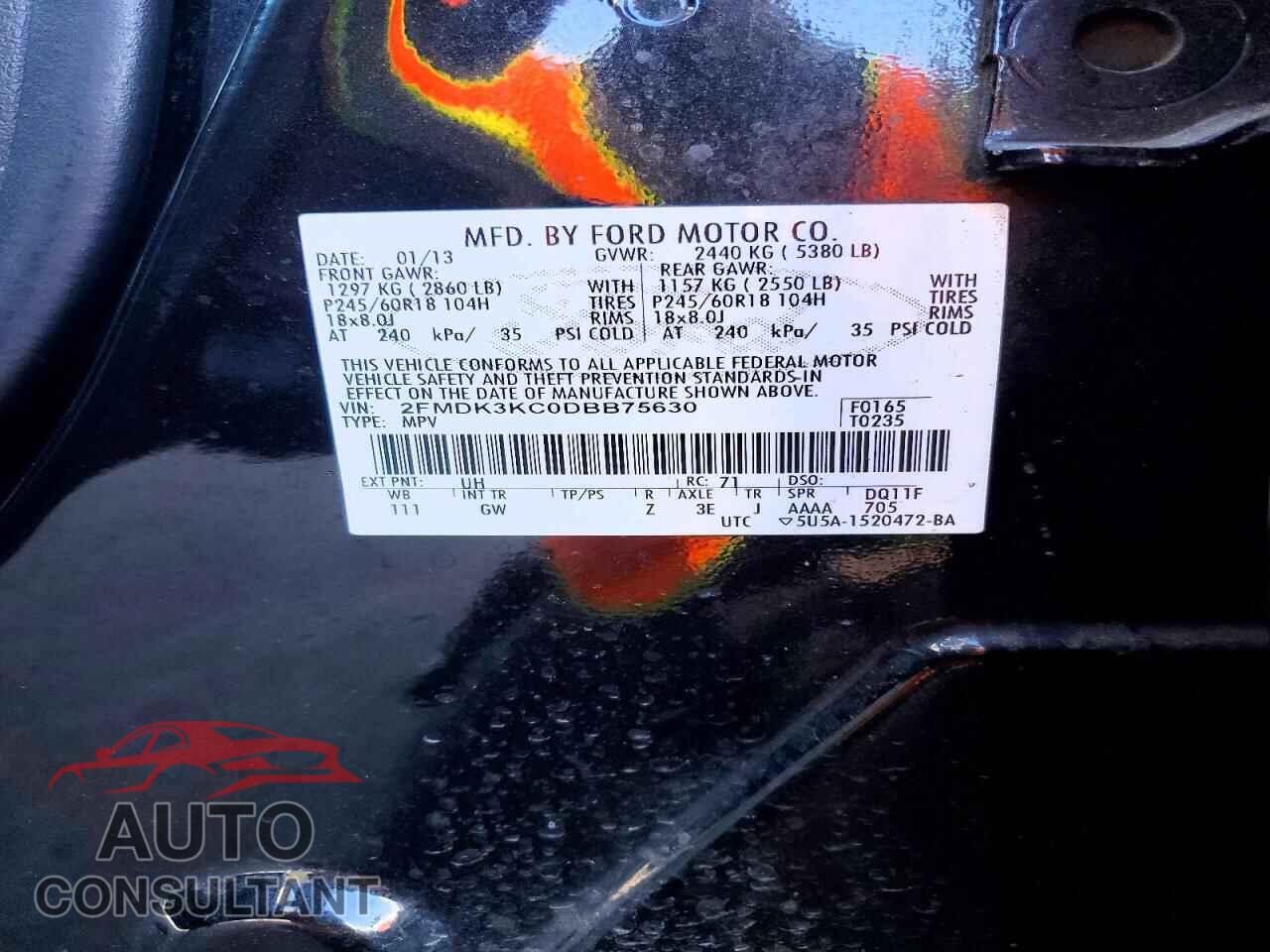 FORD EDGE 2013 - 2FMDK3KC0DBB75630