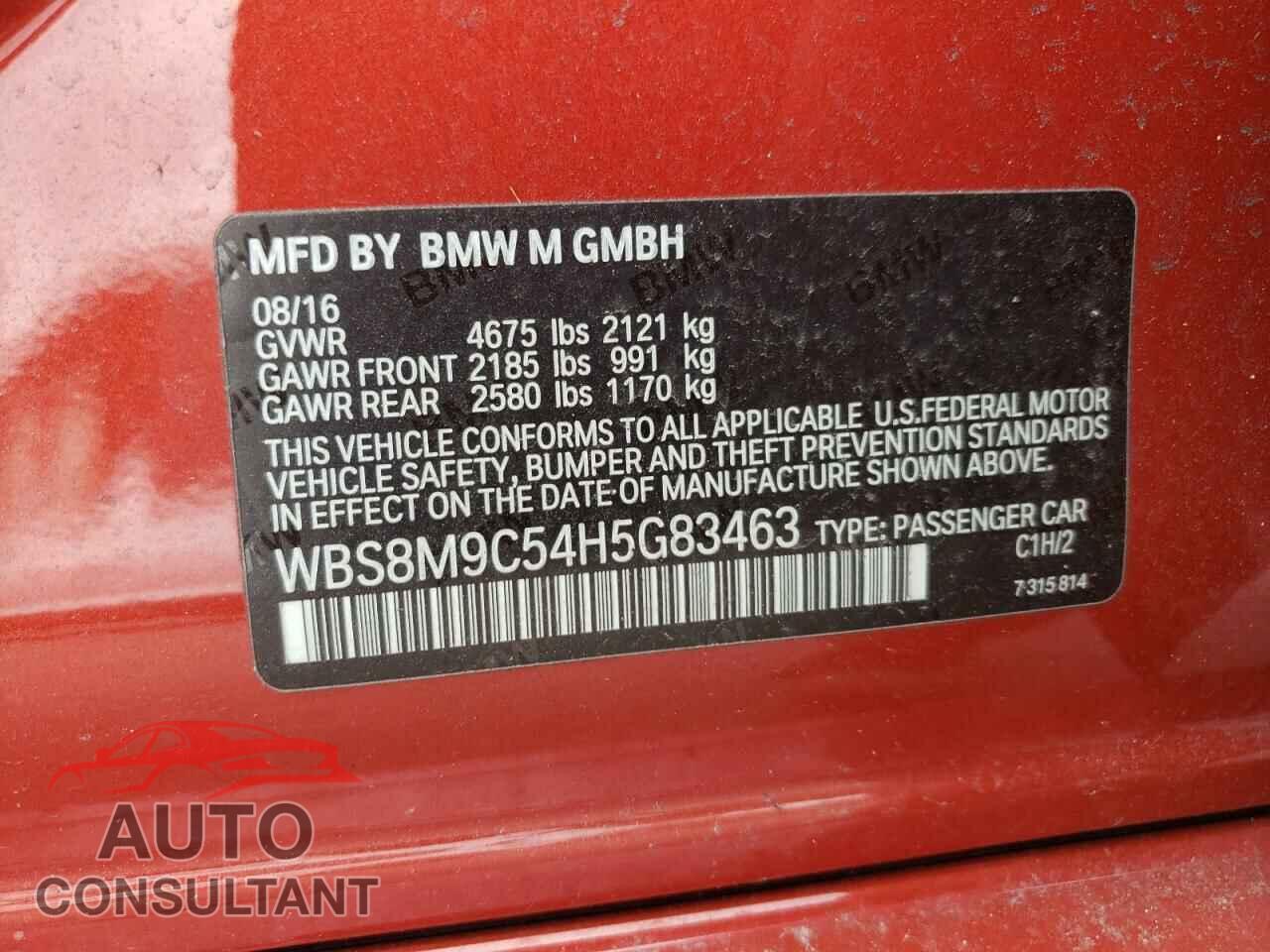 BMW M3 2017 - WBS8M9C54H5G83463