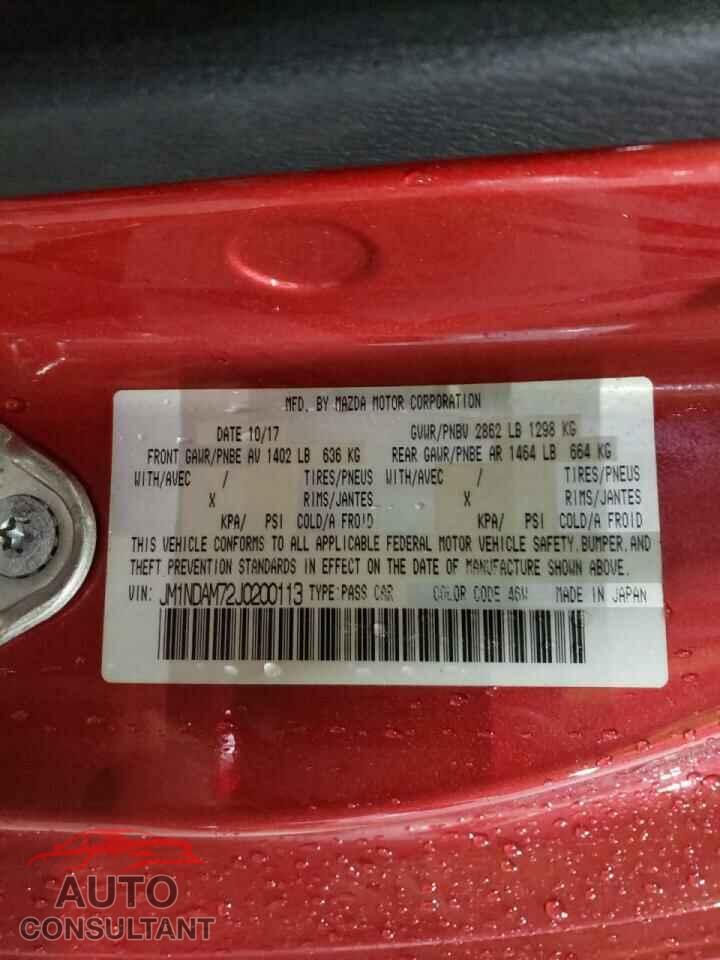 MAZDA MX5 2018 - JM1NDAM72J0200113
