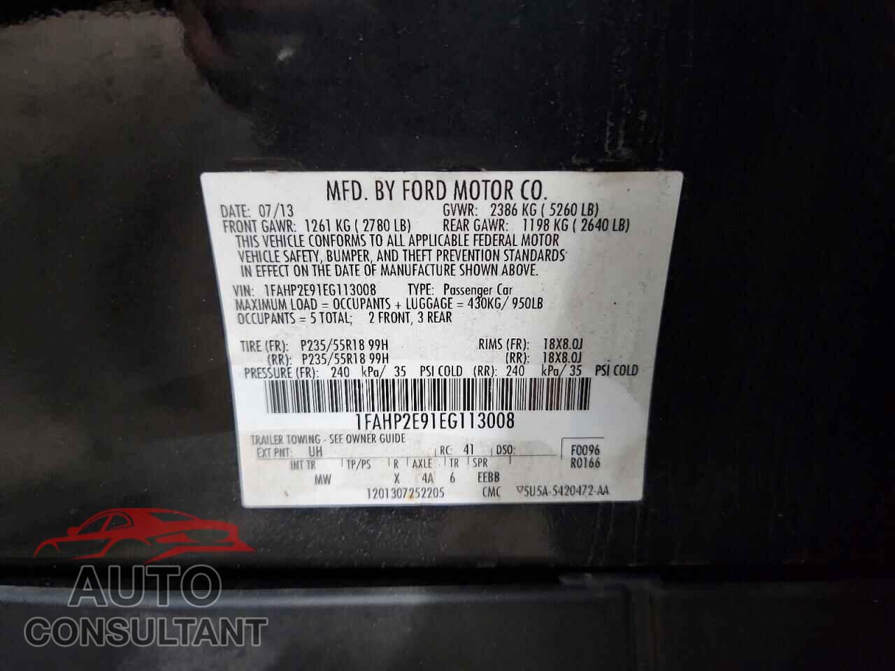FORD TAURUS 2014 - 1FAHP2E91EG113008