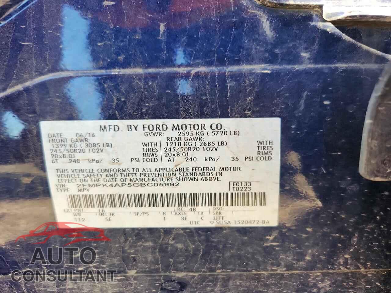 FORD EDGE 2016 - 2FMPK4AP5GBC05992