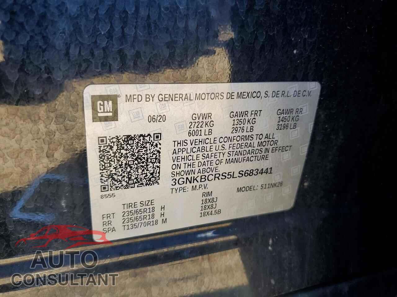 CHEVROLET BLAZER 2020 - 3GNKBCRS5LS683441