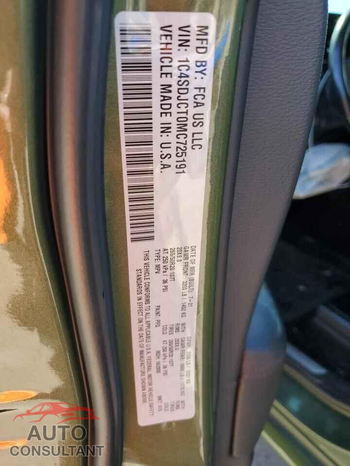 DODGE DURANGO 2021 - 1C4SDJCT0MC725191