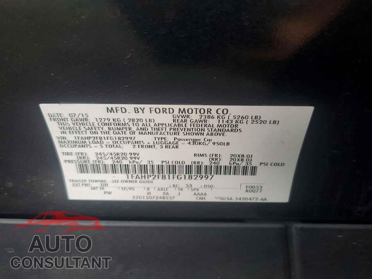 FORD TAURUS 2015 - 1FAHP2F81FG182997