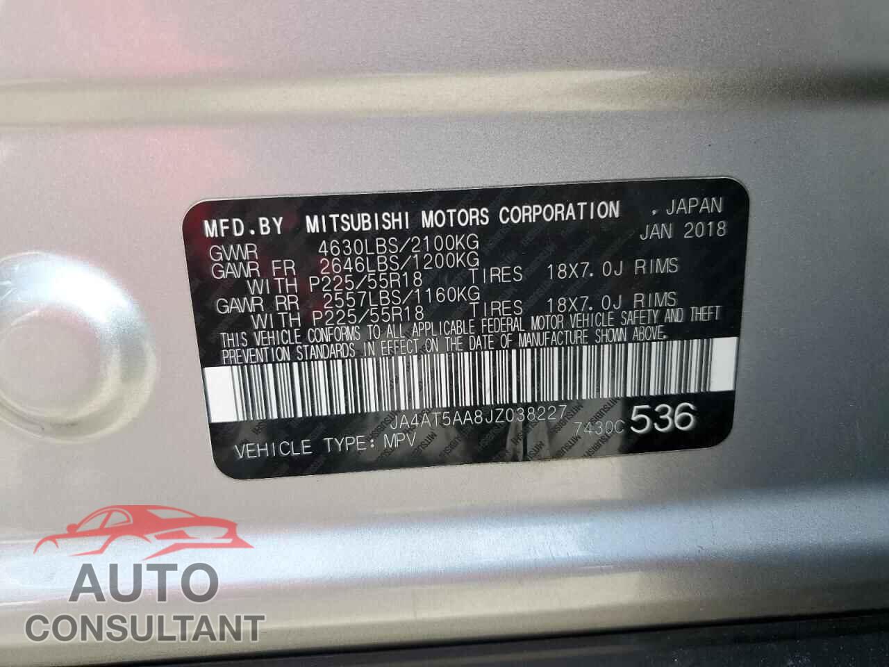 MITSUBISHI ECLIPSE 2018 - JA4AT5AA8JZ038227