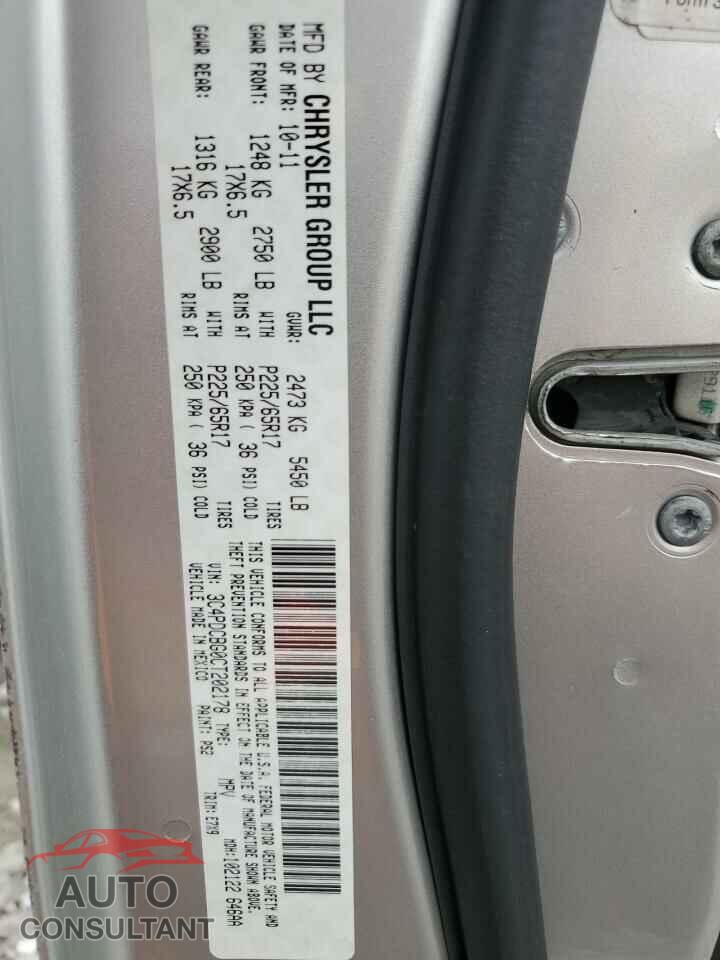 DODGE JOURNEY 2012 - 3C4PDCBG0CT202178