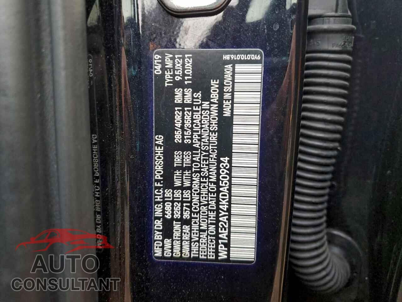 PORSCHE CAYENNE 2019 - WP1AE2AY4KDA50934