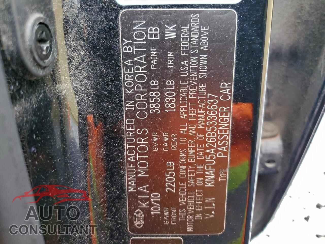 KIA FORTE 2011 - KNAFU5A26B5336637