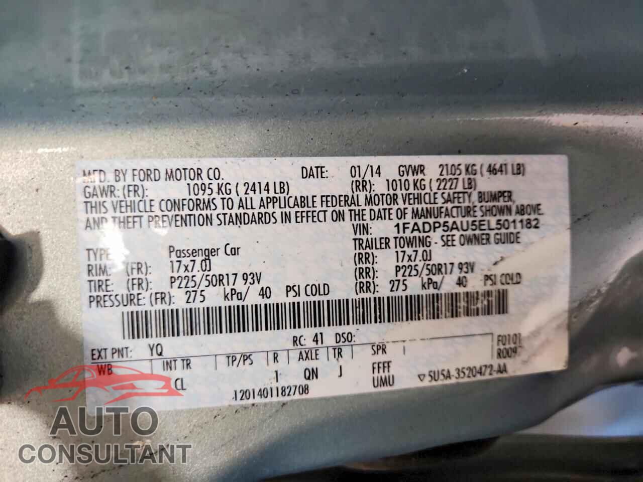 FORD CMAX 2014 - 1FADP5AU5EL501182