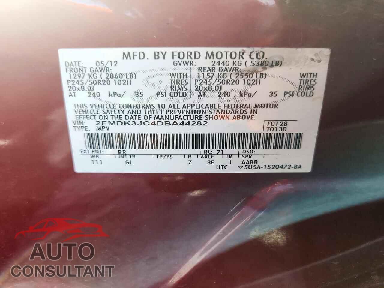 FORD EDGE 2013 - 2FMDK3JC4DBA44282