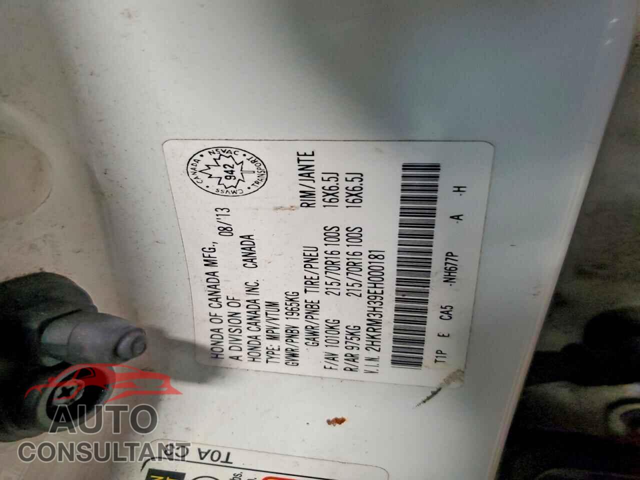 HONDA CRV 2014 - 2HKRM3H39EH000181
