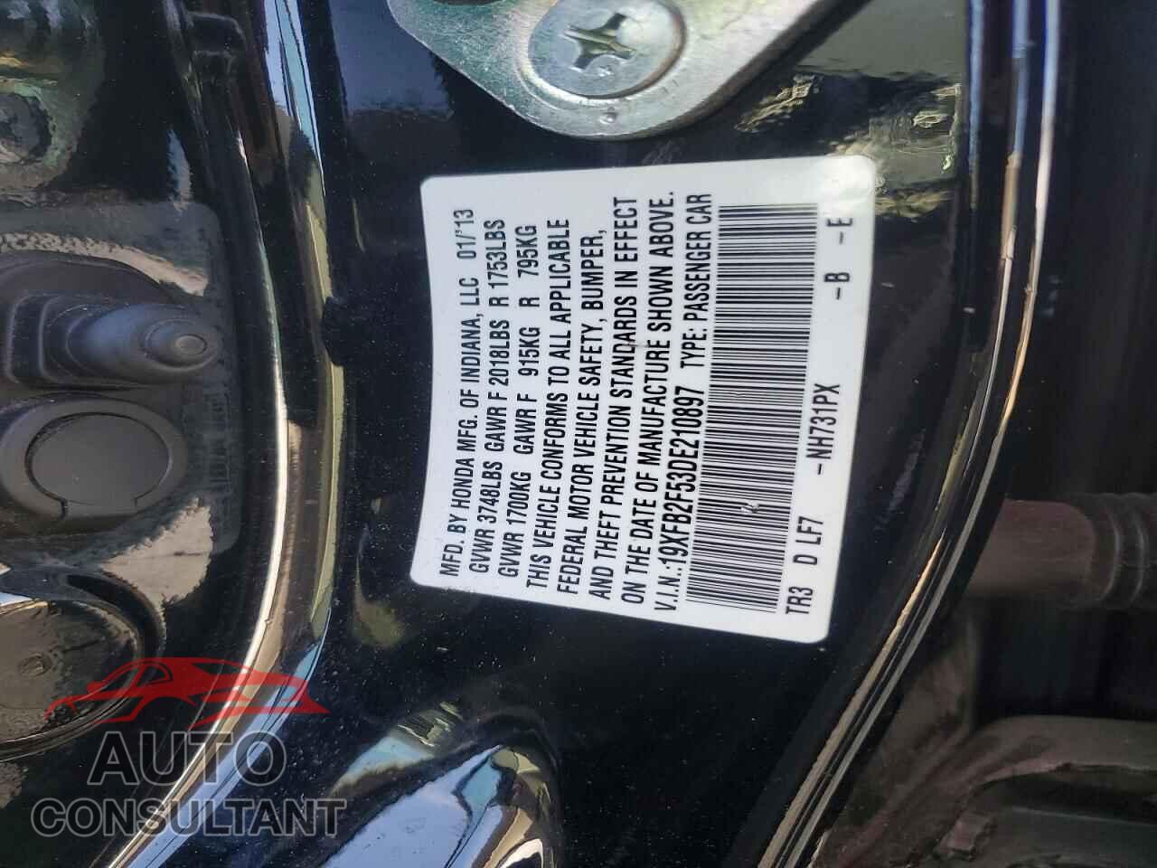 HONDA CIVIC 2013 - 19XFB2F53DE210897