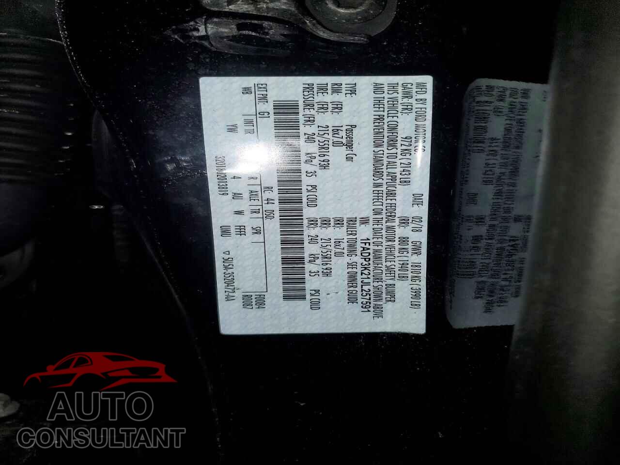 FORD FOCUS 2018 - 1FADP3K21JL257591