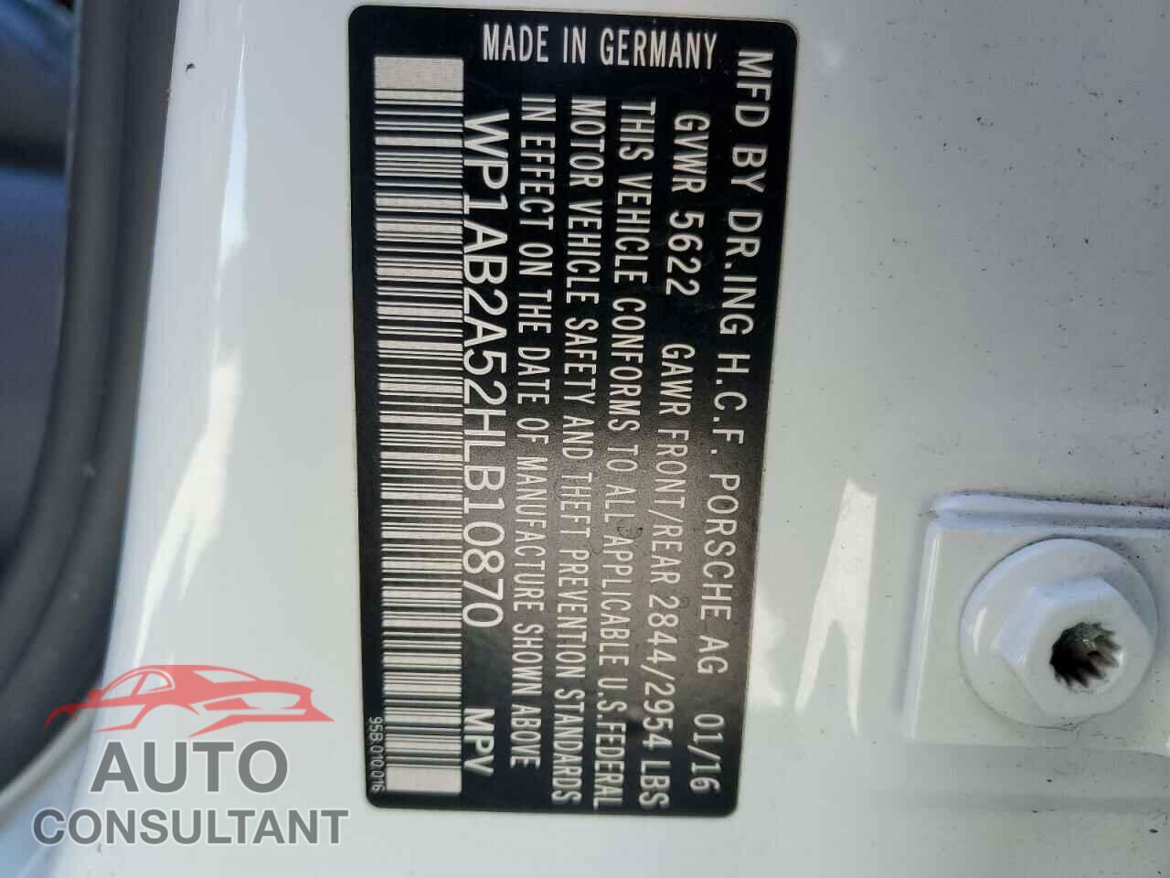 PORSCHE MACAN 2017 - WP1AB2A52HLB10870