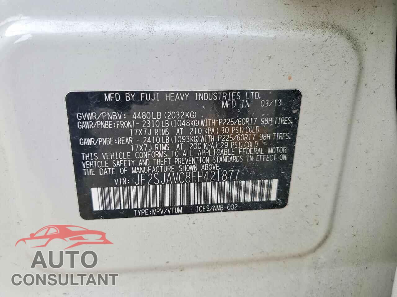 SUBARU FORESTER 2014 - JF2SJAMC8EH421877