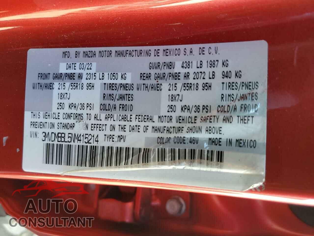 MAZDA CX30 2022 - 3MVDMBBL5NM415214