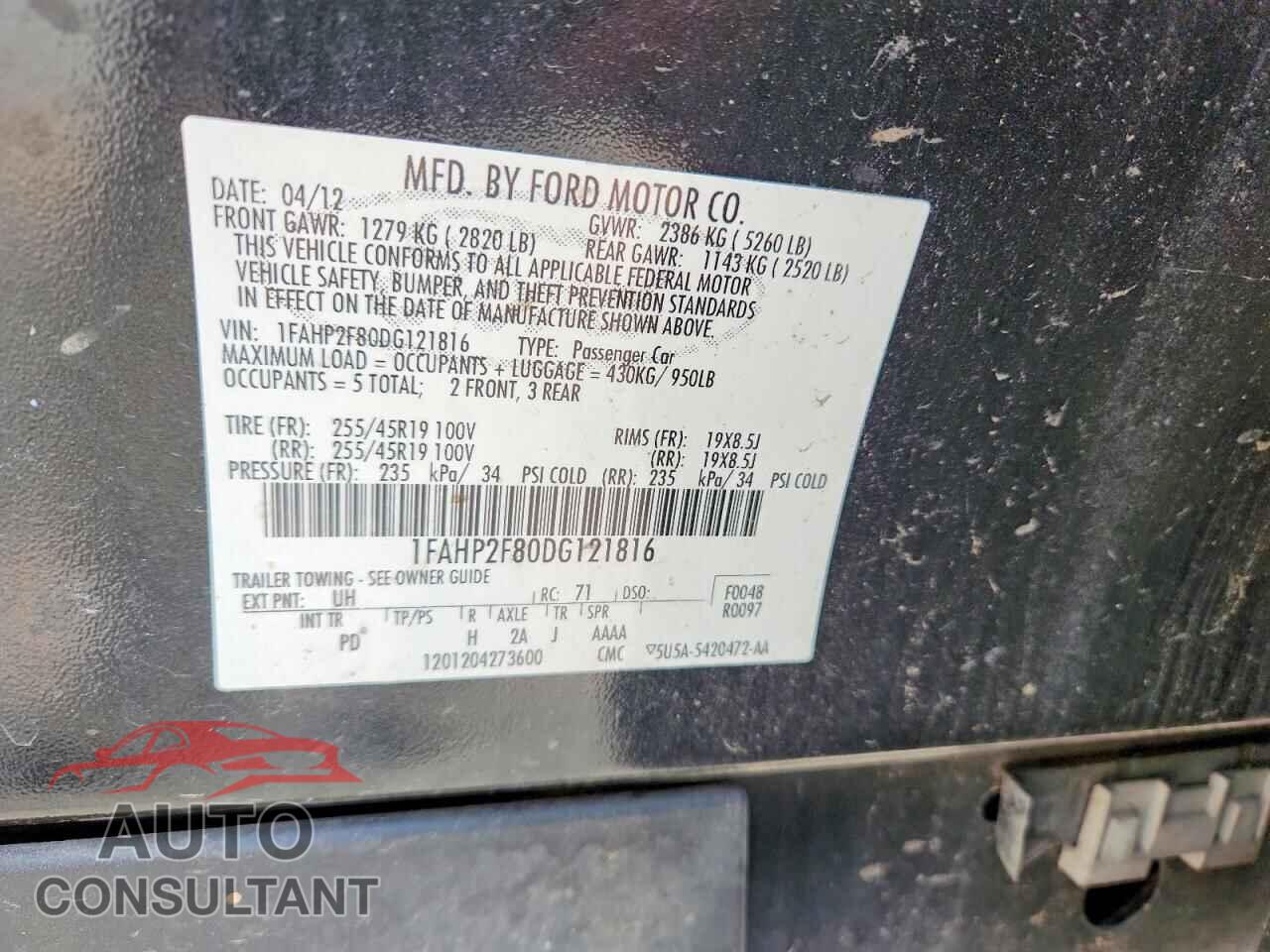 FORD TAURUS 2013 - 1FAHP2F80DG121816