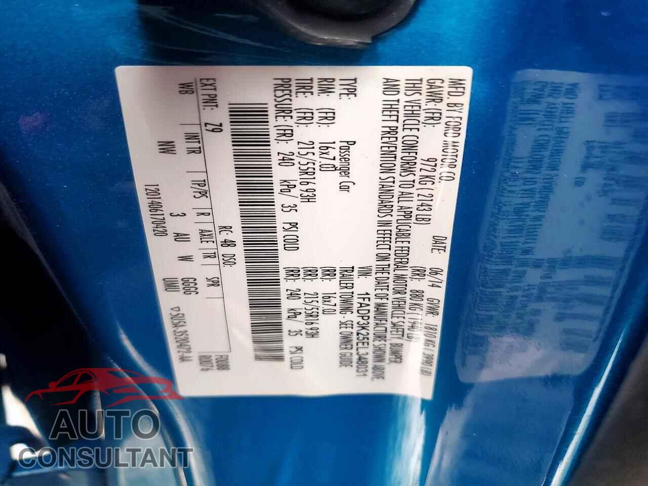 FORD FOCUS 2014 - 1FADP3K25EL348031
