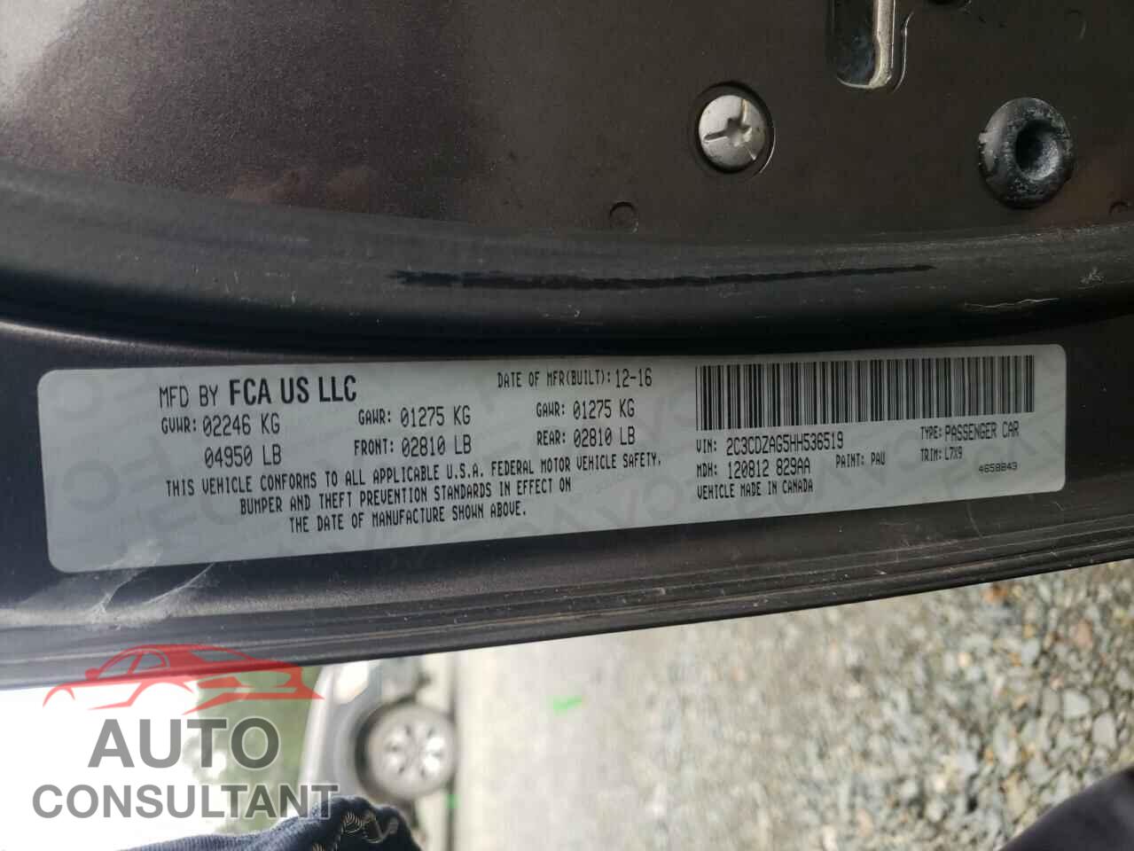 DODGE CHALLENGER 2017 - 2C3CDZAG5HH536519