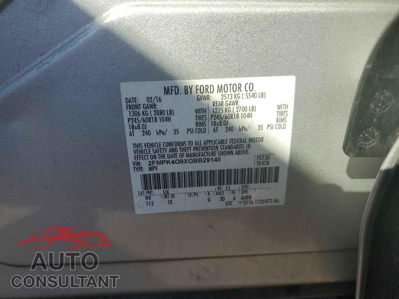 FORD EDGE 2016 - 2FMPK4G9XGBB29145
