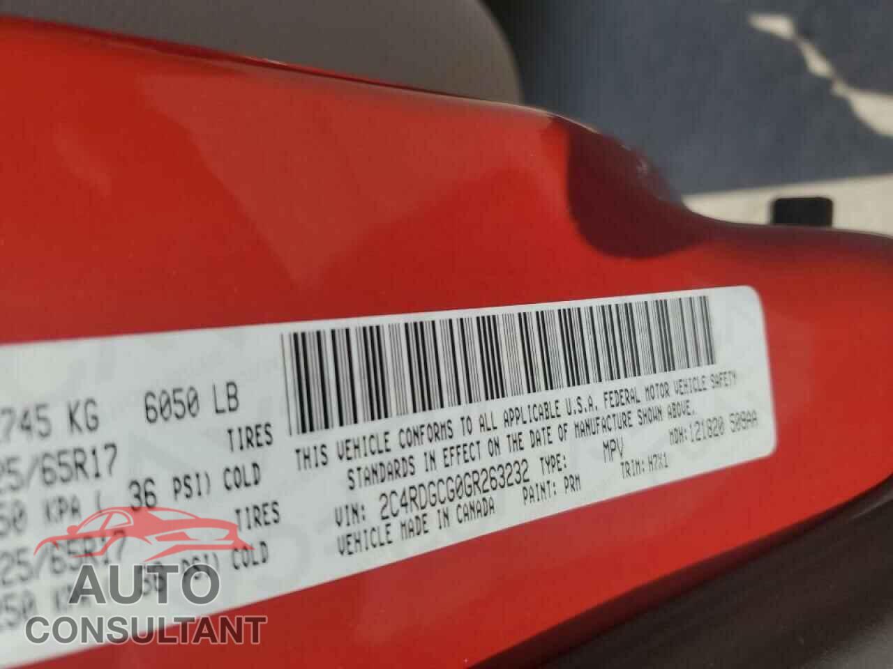 DODGE CARAVAN 2016 - 2C4RDGCG0GR263232