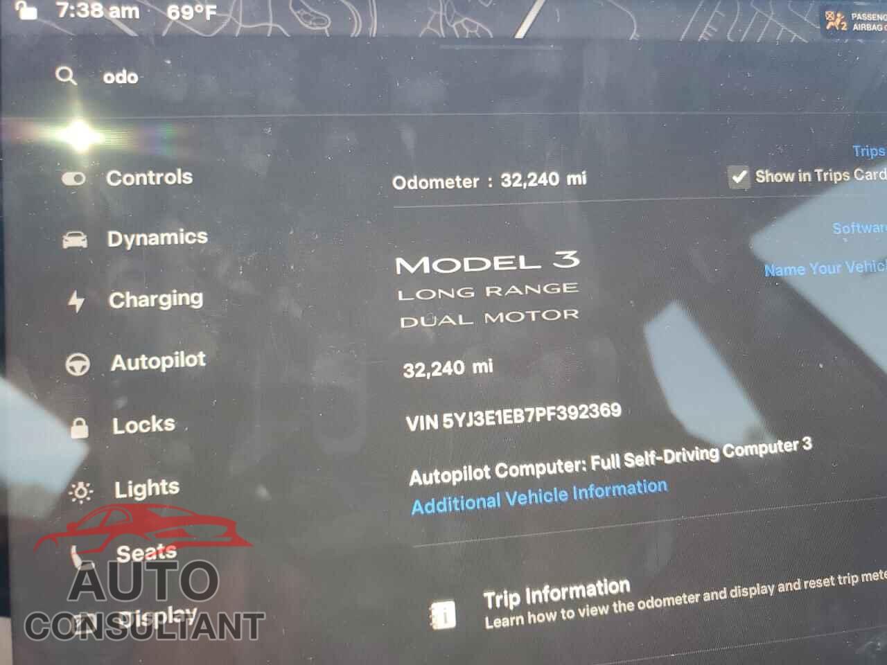 TESLA MODEL 3 2023 - 5YJ3E1EB7PF392369
