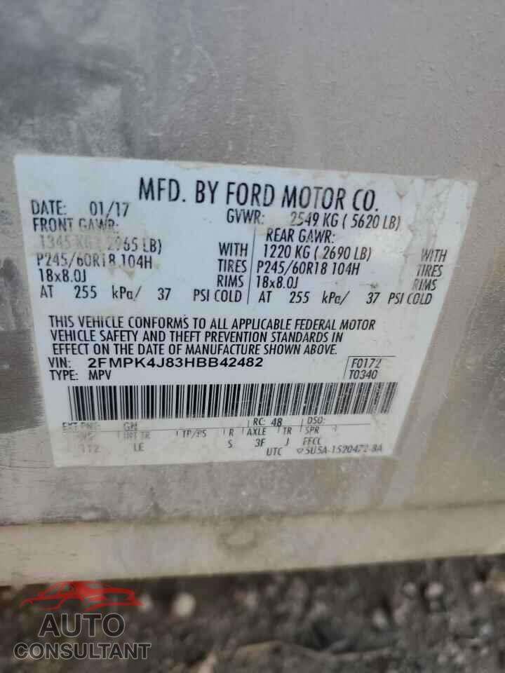 FORD EDGE 2017 - 2FMPK4J83HBB42482