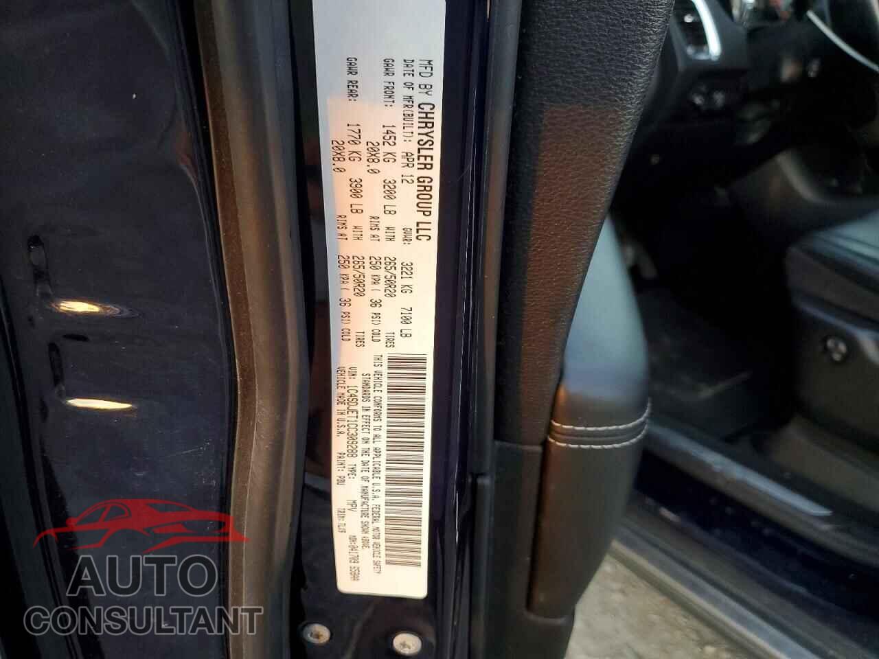 DODGE DURANGO 2012 - 1C4SDJET1CC309288