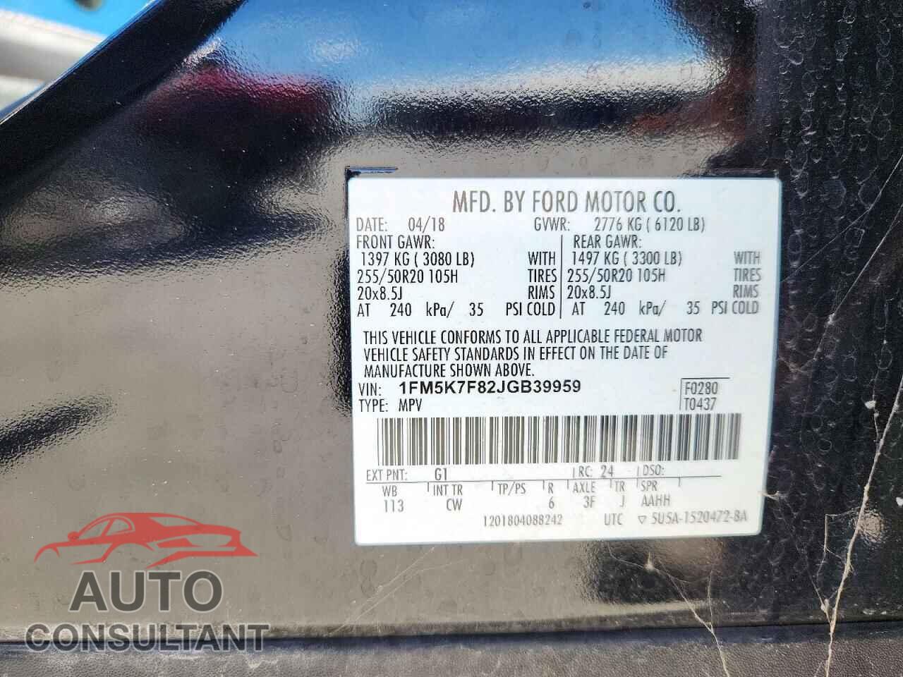 FORD EXPLORER 2018 - 1FM5K7F82JGB39959