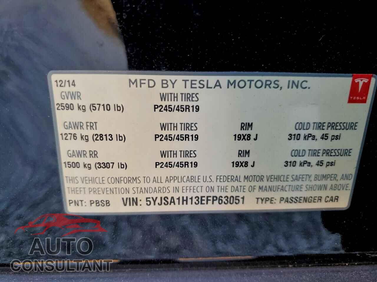 TESLA MODEL S 2014 - 5YJSA1H13EFP63051
