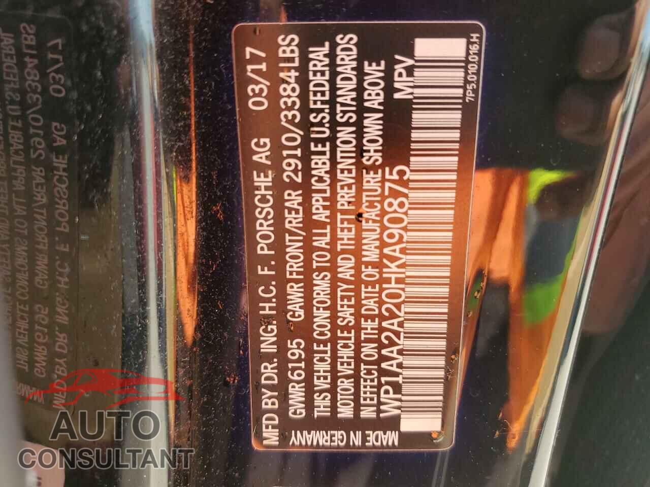 PORSCHE CAYENNE 2017 - WP1AA2A20HKA90875
