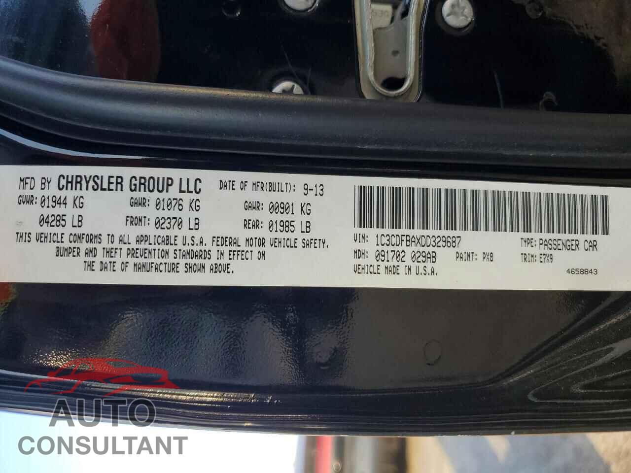 DODGE DART 2013 - 1C3CDFBAXDD329687