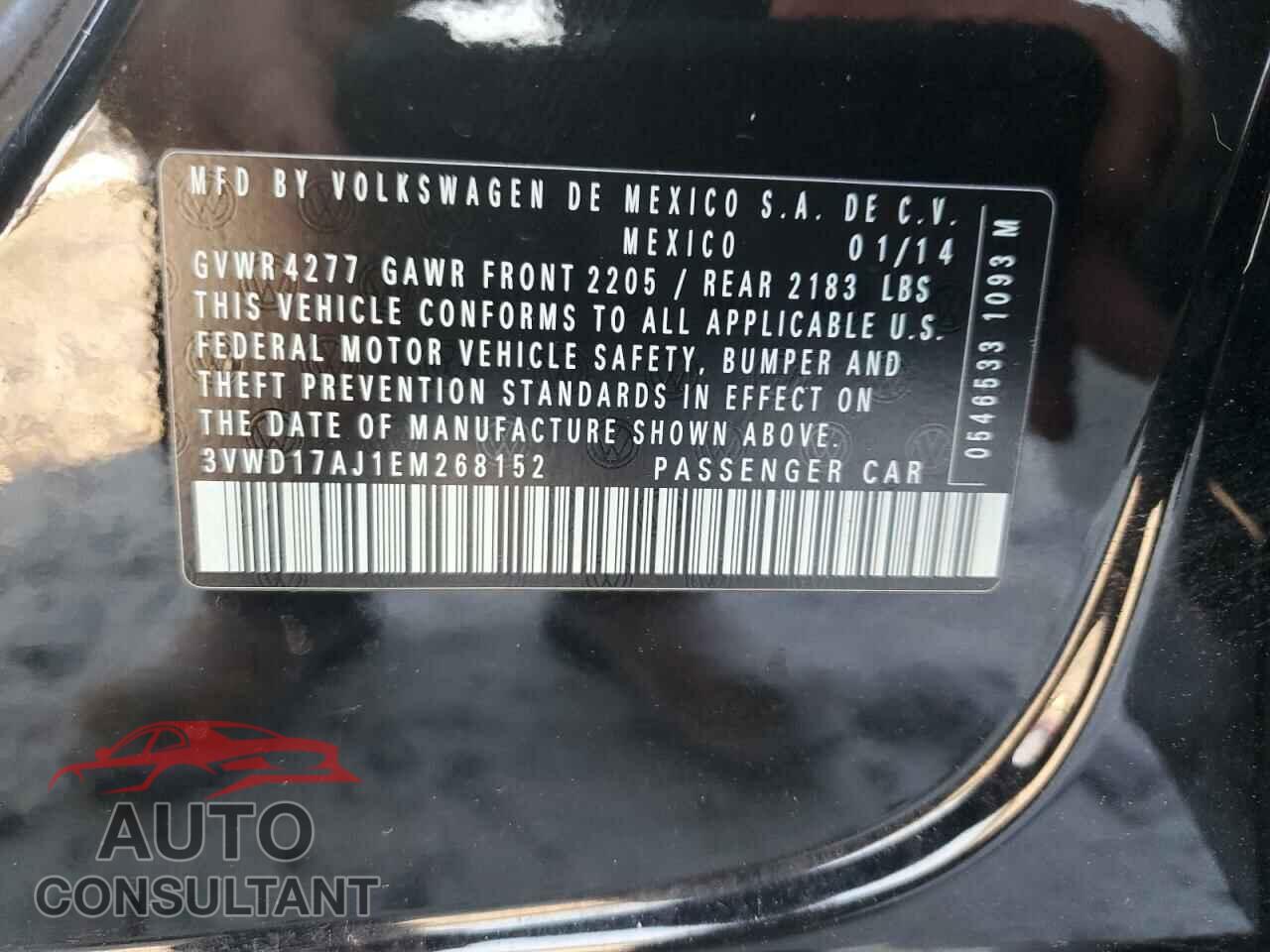 VOLKSWAGEN JETTA 2014 - 3VWD17AJ1EM268152