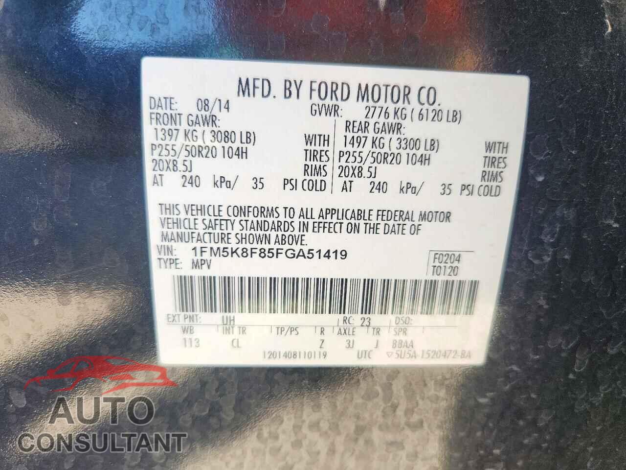 FORD EXPLORER 2015 - 1FM5K8F85FGA51419