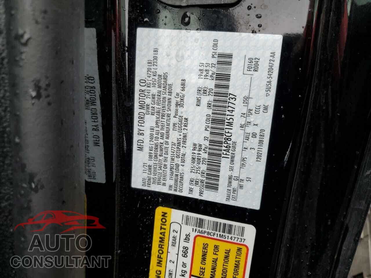 FORD MUSTANG 2021 - 1FA6P8CF1M5147737