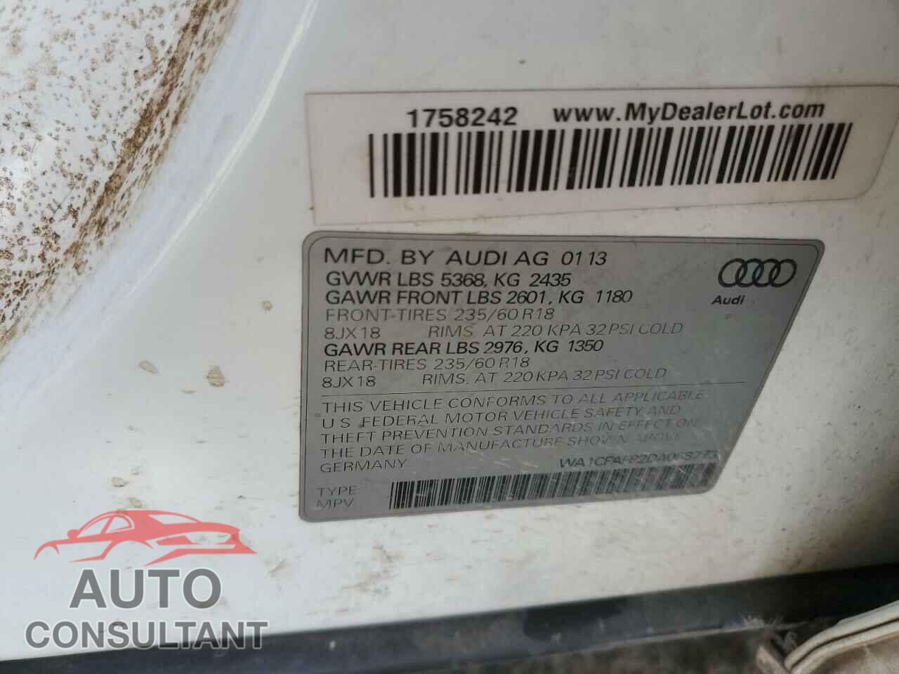 AUDI Q5 2013 - WA1CFAFP2DA058773