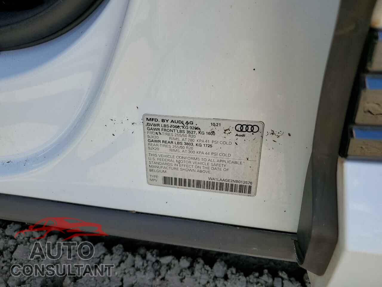 AUDI E-TRON 2022 - WA1LAAGE2NB012576