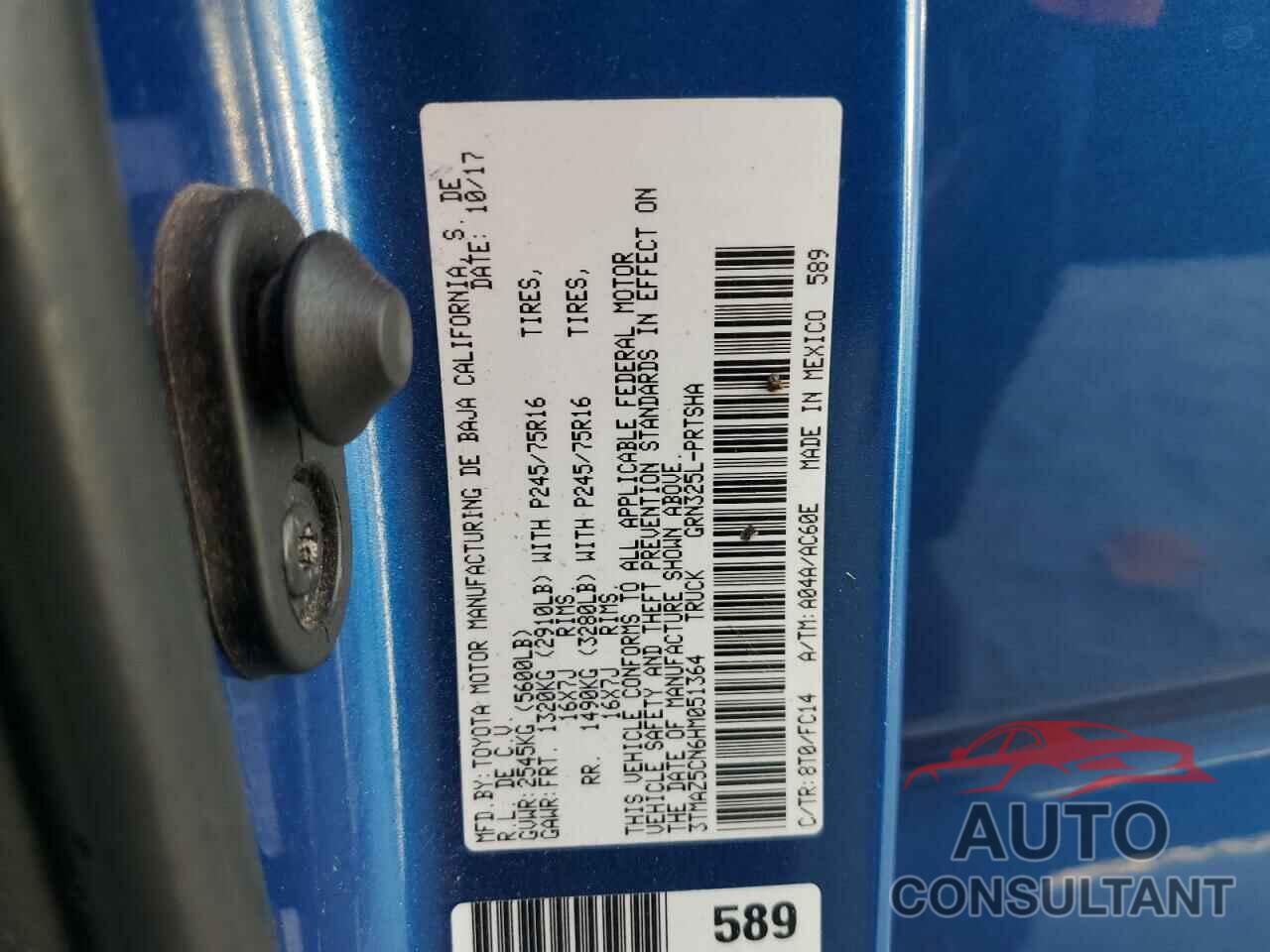 TOYOTA TACOMA 2017 - 3TMAZ5CN6HM051364