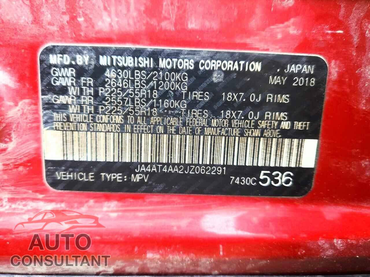 MITSUBISHI ECLIPSE 2018 - JA4AT4AA2JZ062291