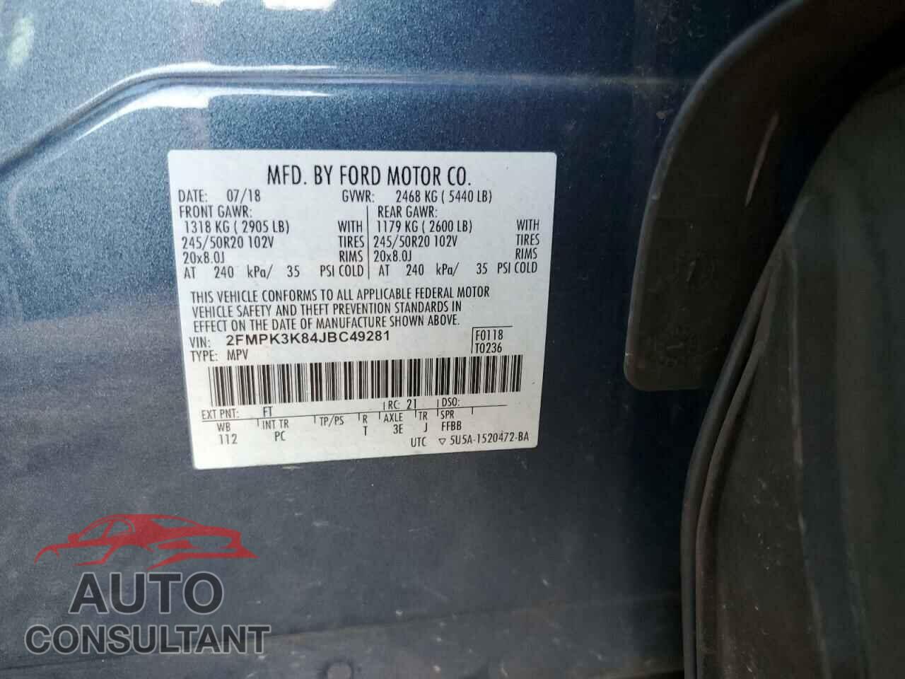 FORD EDGE 2018 - 2FMPK3K84JBC49281