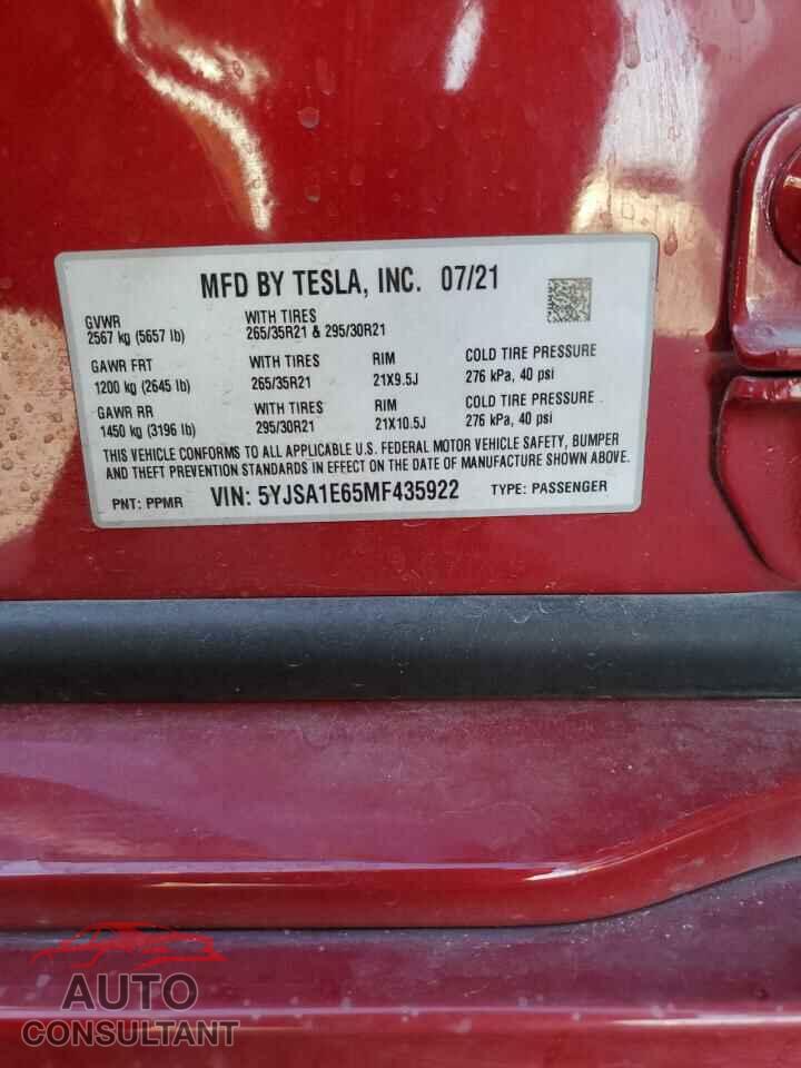 TESLA MODEL S 2021 - 5YJSA1E65MF435922