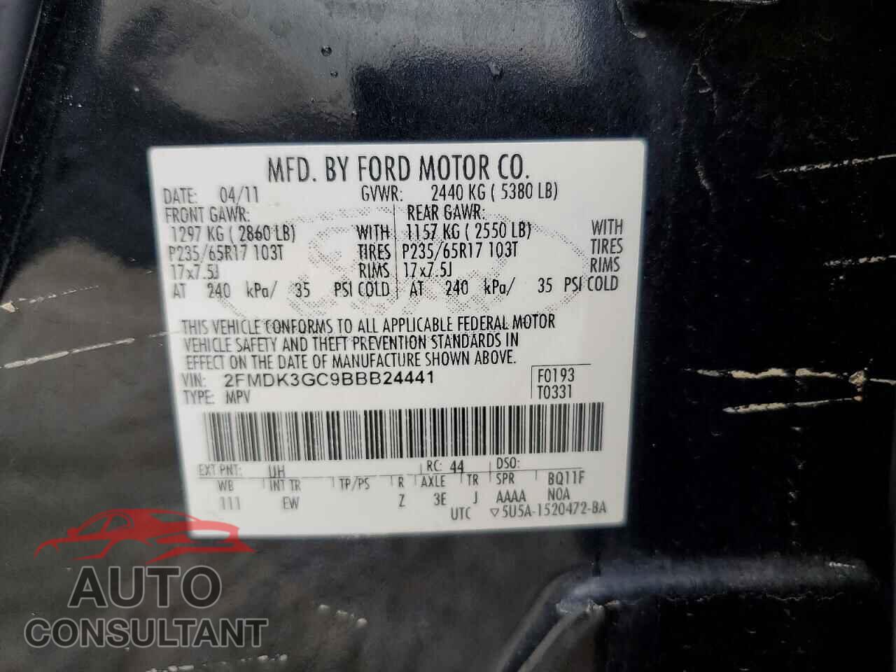 FORD EDGE 2011 - 2FMDK3GC9BBB24441