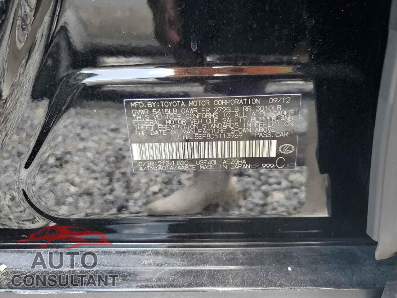 LEXUS LS460 2013 - JTHBL5EF8D5113969